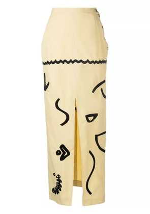 Nanushka motif-print high-slit midi skirt - Neutrals