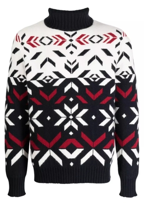 N.Peal roll-neck intarsia-knit jumper - White