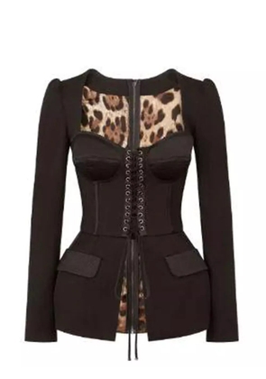 Dolce & Gabbana Cotton and Satin Top with Laces and Eyelets - Black