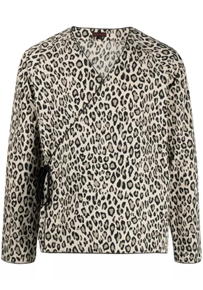 CLOT leopard-print V-neck shirt - Green
