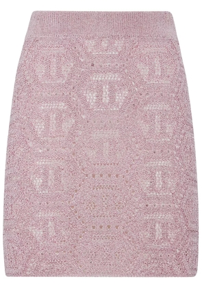 Philipp Plein monogram-pattern knitted miniskirt - Pink