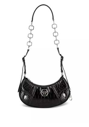 Philipp Plein logo-plaque leather shoulder bag - Black