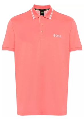 BOSS logo-embroidered piqué polo shirt - Pink