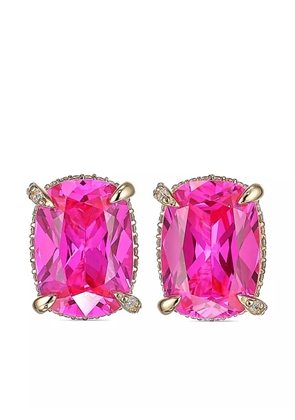 Anabela Chan 18kt yellow gold Cushion Wing sapphire earrings - Pink