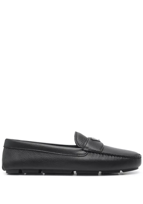 Prada triangle-logo leather loafers - Black