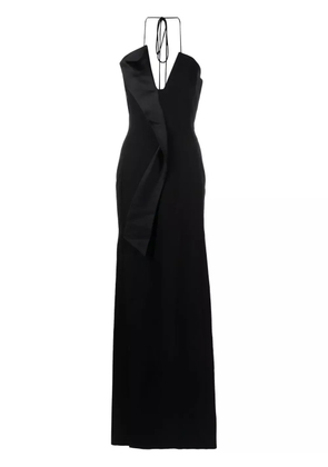 Genny V-neck sleeveless long dress - Black
