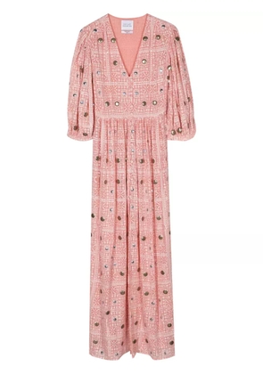 Hayley Menzies stud-embellished printed midi dress - Pink