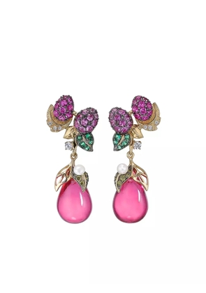 Anabela Chan 18kt yellow gold vermeil Raspberry multi-stone earrings - Red