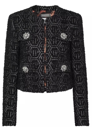 Philipp Plein monogram tweed jacket - Black