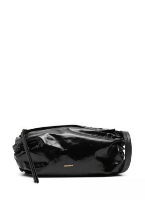 Jil Sander small logo-foil-print leather bag - Black
