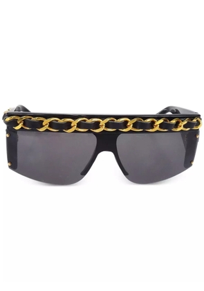CHANEL Pre-Owned 1980s-1990s chain shield sunglasses - Black