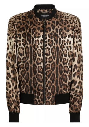 Dolce & Gabbana leopard-print bomber jacket - Brown