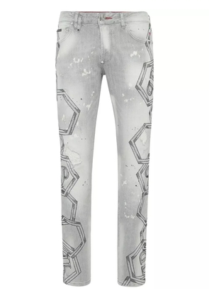 Philipp Plein crystal-embellished jeans - Grey