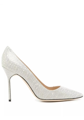 Manolo Blahnik striped leather pumps - White