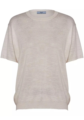 Prada logo-jacquard silk jumper - Neutrals