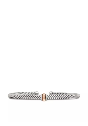 David Yurman 18kt rose gold and sterling silver Classic Cable Station bracelet (4mm)
