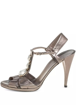 Gucci Pre-Owned 110mm leather heeled sandals - Metallic