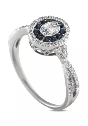 LB Exclusive 14K white gold diamond and sapphire ring