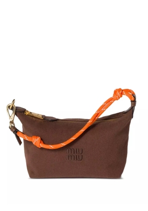 Miu Miu mini Gabardine logo zip bag - Brown