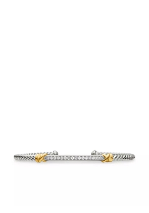 David Yurman 18kt gold and sterling silver Petite Helena Classic Cable Station diamond bracelet (3mm)