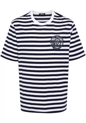 Versace Medusa-embroidered striped T-shirt - Blue