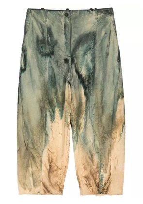 Masnada tie-dye cropped cotton trousers - Blue
