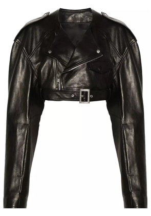 Rick Owens Micro Biker cropped leather jacket - Black