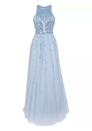 Saiid Kobeisy beaded halterneck gown - Blue