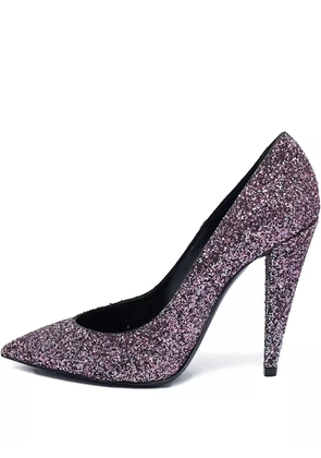 Saint Laurent Pre-Owned glitter pointed-toe pumps - Purple