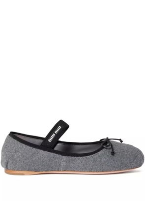 Miu Miu bow-embellished elastic-strap ballet flats - Grey