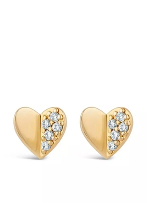 Dinny Hall 9K yellow gold Folded Heart diamond stud earrings