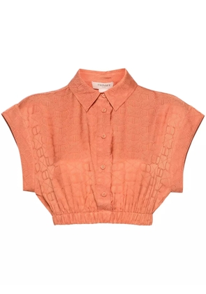 TWINSET cropped logo-jacquard shirt - Orange