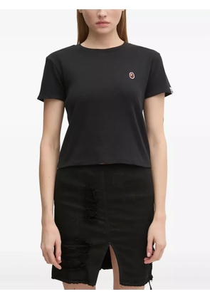 A BATHING APE® logo-embroidered cropped T-shirt - Black