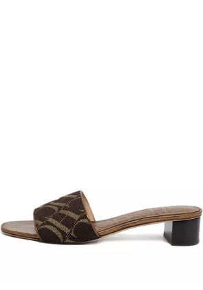 Carolina Herrera Vintage 35mm monogram-print block-heel sandals - Brown