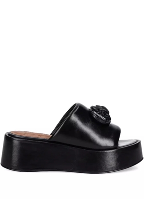 Kurt Geiger London leather platform slides - Black