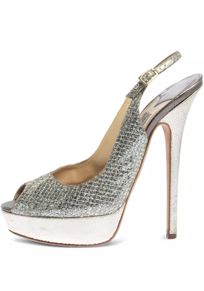 Jimmy Choo Pre-Owned 155mm glitter slingback sandals - Silver