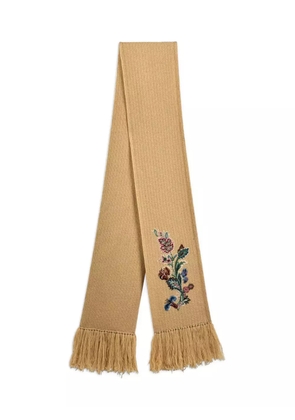 ETRO paisley-embroidered fringed scarf - Yellow