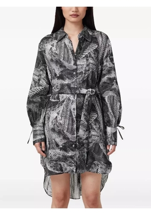 AllSaints snakeskin-print belted shirt dress - Grey