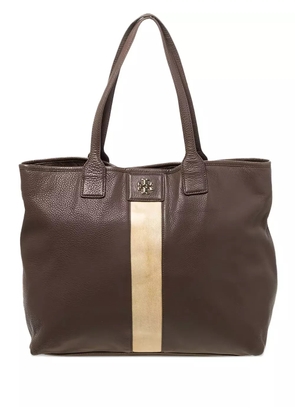 Tory Burch striped leather tote bag - Brown