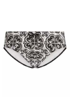 Dolce & Gabbana graphic-print swimming trunks - White