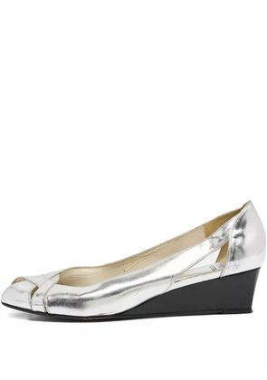Stuart Weitzman pre-owned peep-toe wedge pumps - Silver