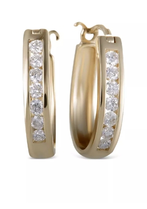 LB Exclusive 14K yellow gold oval hoop diamond earrings
