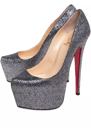 Christian Louboutin Pre-Owned 150mm Daffodile glittered platform pumps - Silver