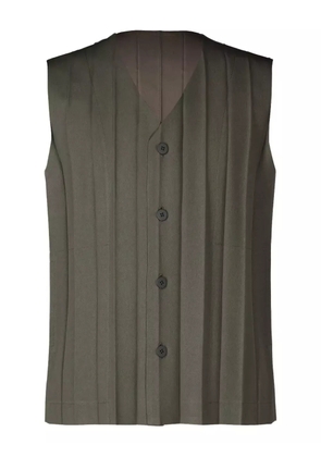 Homme Plissé Issey Miyake pleated button-front vest - Brown
