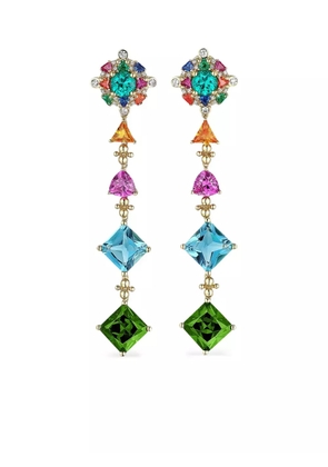 Anabela Chan 18kt gold vermeil Tropical Paradise multi-stone and diamond clip-on earrings - Blue