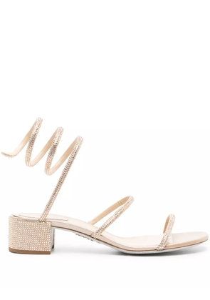 René Caovilla Cleo 40mm crystal-embellished sandals - Neutrals