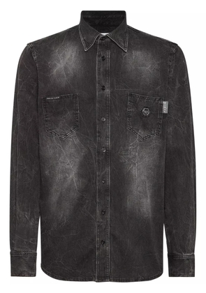 Philipp Plein Skull & Bones denim shirt - Grey