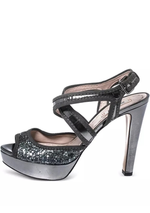 Miu Miu Pre-Owned 120mm glitter-detail platform sandals - Metallic