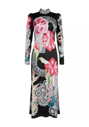 Temperley London Cici floral-lace print maxi dress - Black