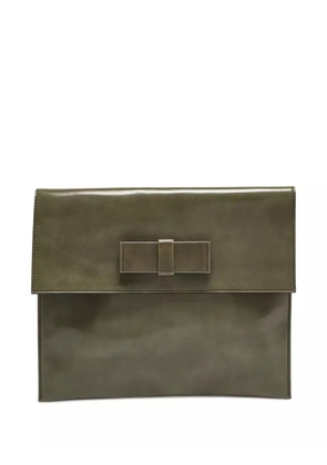 Marni Pre-Owned bow-detail leather clutch bag - Green